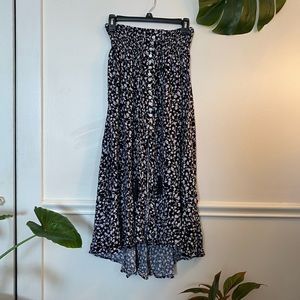 High-low, button up maxi skirt